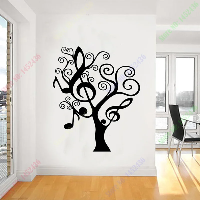 Music Tree Wall Art Mural Sticker Plants Living room Bedroom Size 58x70cm