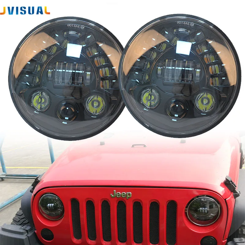 

7Inch LED Headlights DOT Approved New Matrix Style 70W Round Headlamp With DRL For Jeep Wrangler Hummer