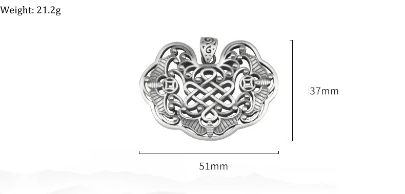 Handmade 100% 990 Silver Tibetan Endless Knot Pendant Vintage Pure Silver Good Luck Pendant Women Lucky Pendant Necklace