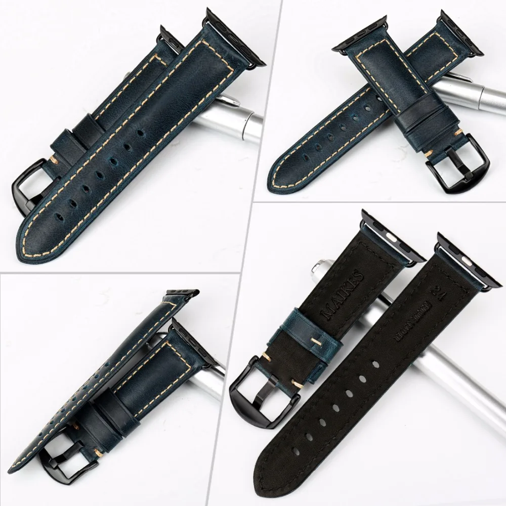 Oil Wax Leather Band For Apple Watch Strap 45mm 41mm 42mm 38mm 44mm 40mm Series 7 6 SE 5 4 3 iWatch Bracelet