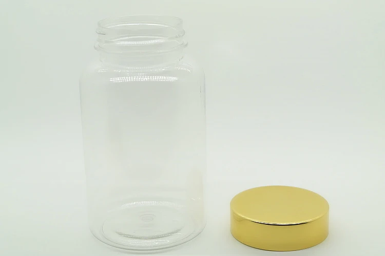 100PCS 250ML/250CC Transparent PET Bottle, Clear Plastic Bottle For Pill/Supplements/Vitamin/Capsule- Screw Gold Cap