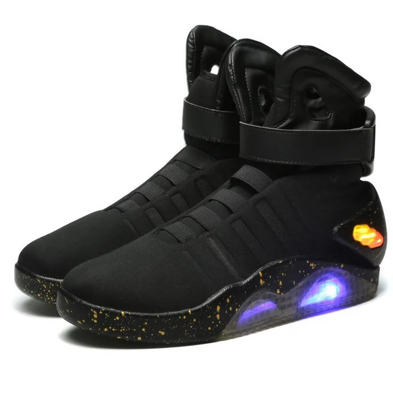 Adults USB Charging Led Luminous Shoes For Men's Fashion Light Up Casual Men back to the Future Glowing Sneakers Free shipping