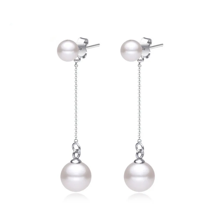New 925 Silver Earrings Fashion Freshwater Pearl long Earrings Ladies Boutique Silver Jewelery