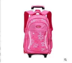 Trolley School  bags wheeled Backpacks girls Children\'s Travel luggage Rolling Bag Girls Kids Travel Trolley Backpack On wheels