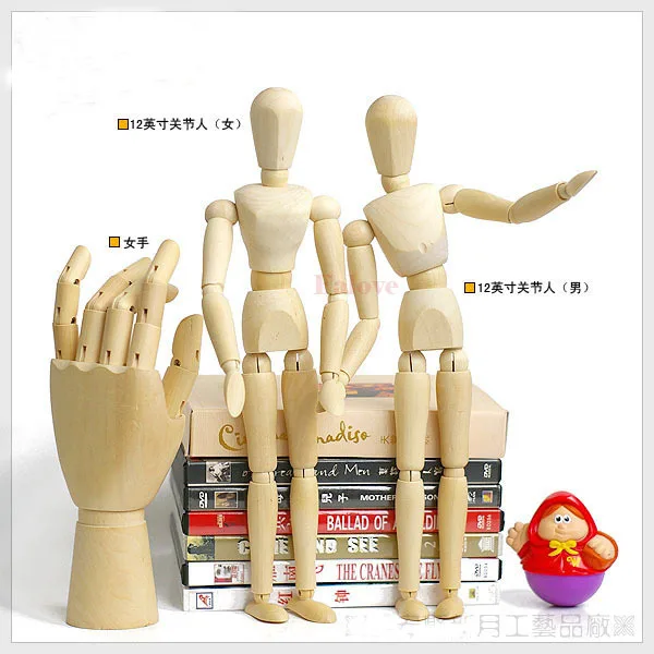 Hot Sale Wooden Mannequin Wooden Puppet Articulated Wood Model,Art Drawing Figure Home Decoration 3pcs/Set With Lovers