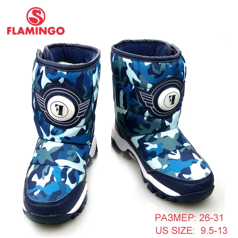 FLAMINGO Winter High Quality Mid-Calf Navy Wool Keep Warm Kids Shoes Anti-slip Snow Boots for Boy Free Shipping 82D-NQ-1041