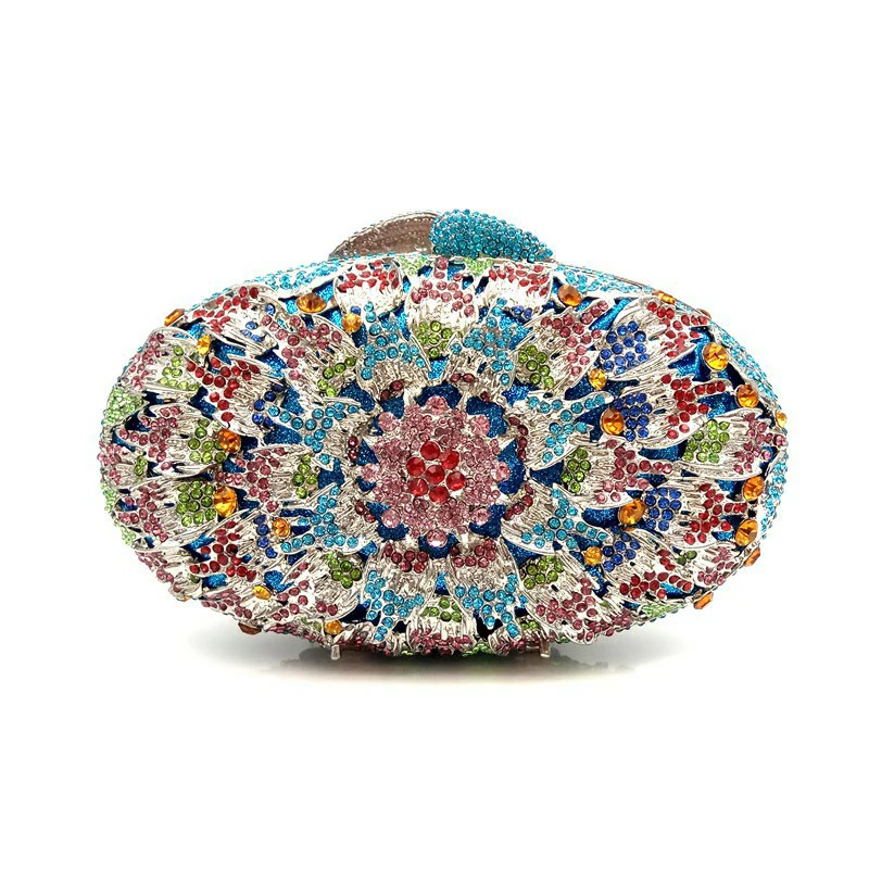 

Ladies handbag Bridal wedding party purse women evening party bag diamond luxury colorful flower clutches elegant crystal purse