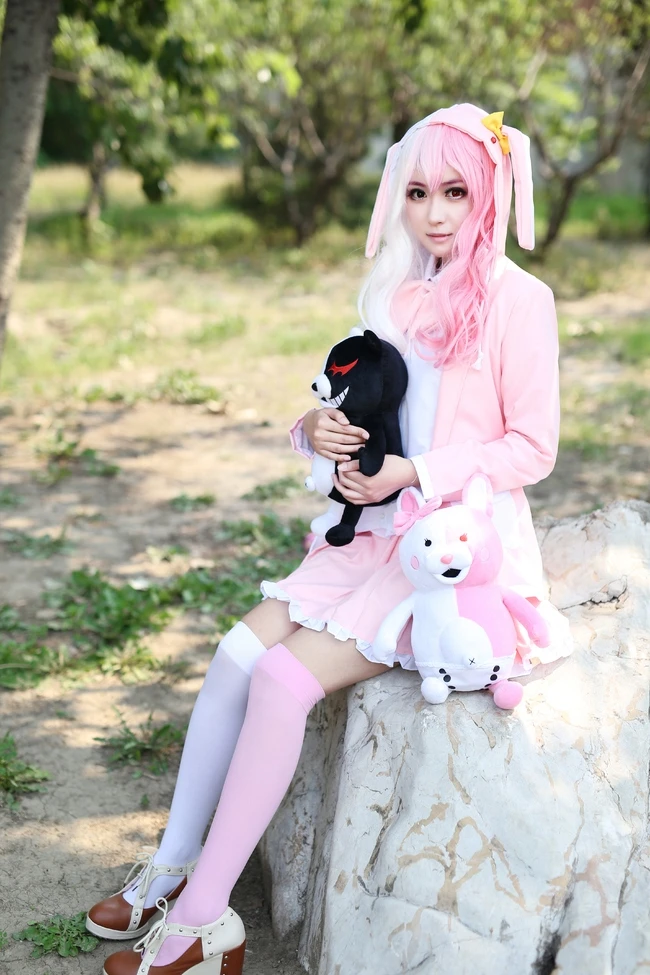 Danganronpa Monomi Pink&White Rabbit Uniform Dress Outfit Anime Cosplay Costumes 11