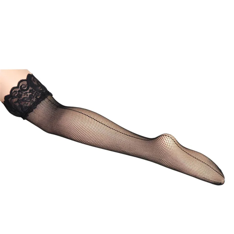 Sexy Women\'s Stockings Hollow Out Mesh Lace Top Party Thigh High Stockings Sexy Lingerie Hot Black Back Seam Fishnet Stockings