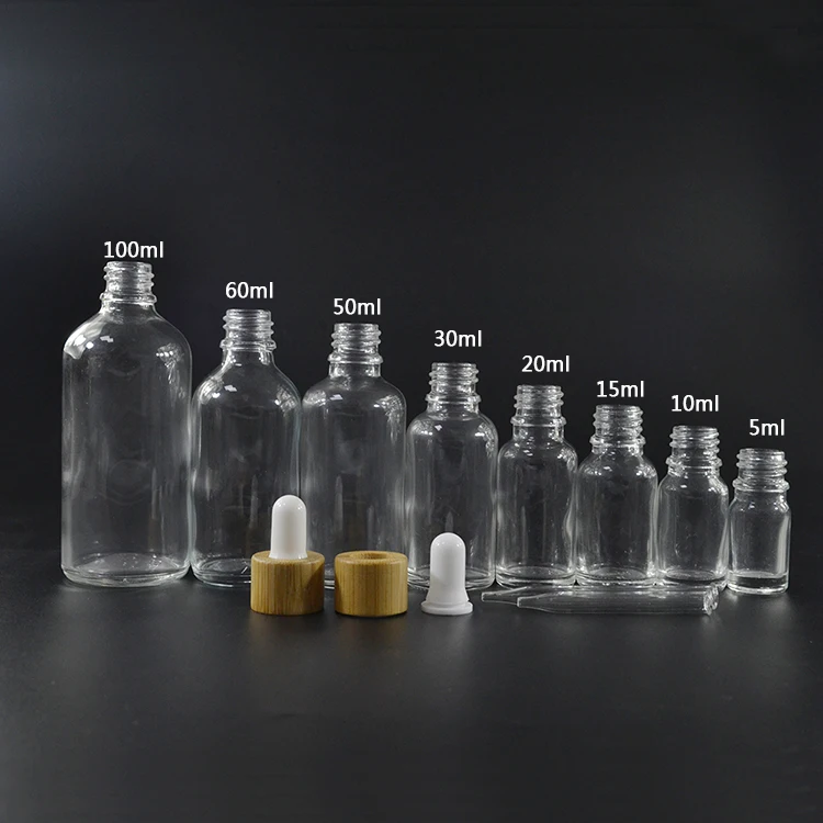 1584pcs*50ml  Clear  essential oil bamboo dropper glass bottle