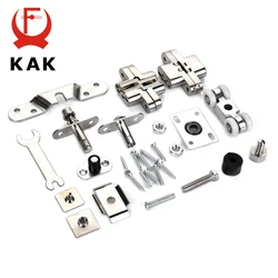 KAK Zinc Alloy Folding Sliding Door Roller 70KG Bedroom Meeting Room Wood Door Hanging Wheels Foldng Cross Hinge For Furniture