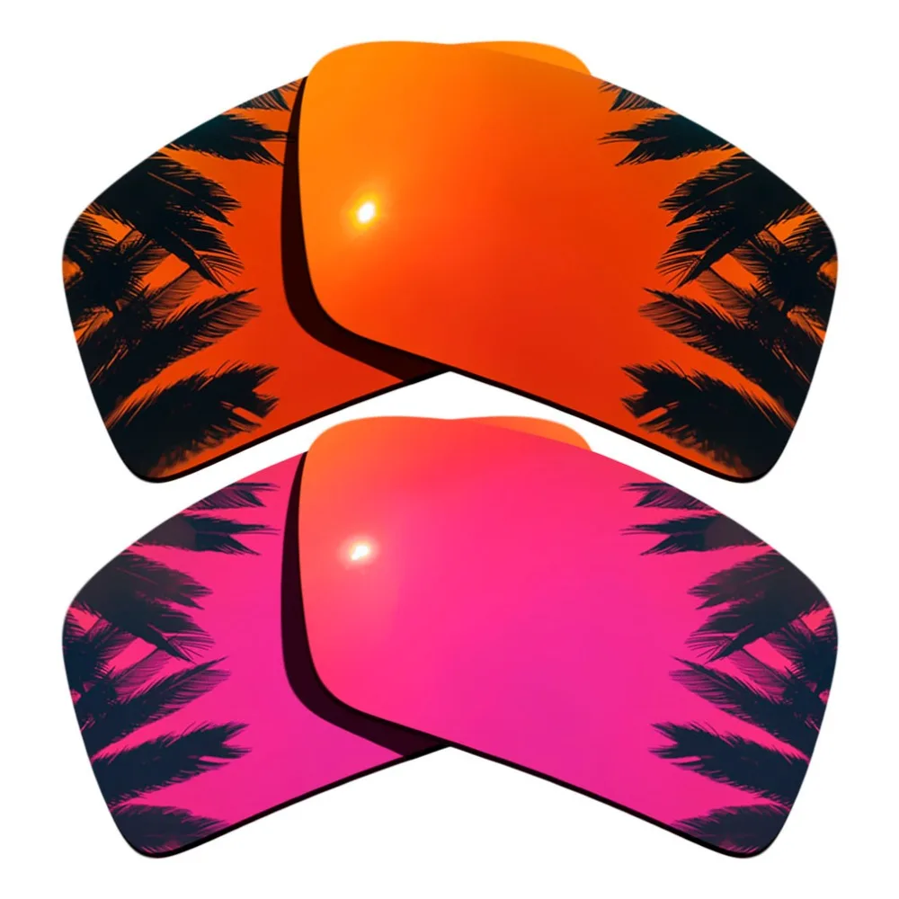 

(Orange Red Mirrored+Midnight Sun Mirrored Coating)2-Pairs Polarized Replacement Lenses for Eyepatch 2 100% UVA & UVB Protection