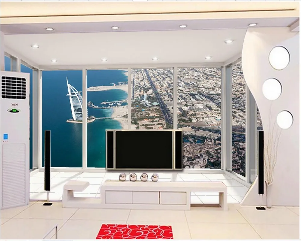 

3d landscape wallpaper 3d wallpaper Dubai hotel balcony views photo wall murals wallpaper mural 3d wallpaper