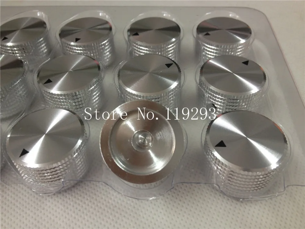 [LAN]Aluminum Silver Aluminum Potentiometer switch knob hole 6.4MM 6MM cap 25MMX15MM--10pcs/lot