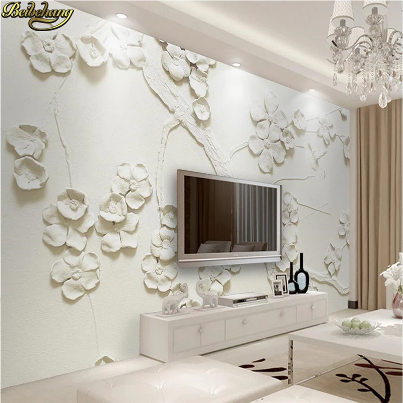 

beibehang Custom photo wallpaper large mural wall stickers beautiful relief plum blossom flowers background wall murals