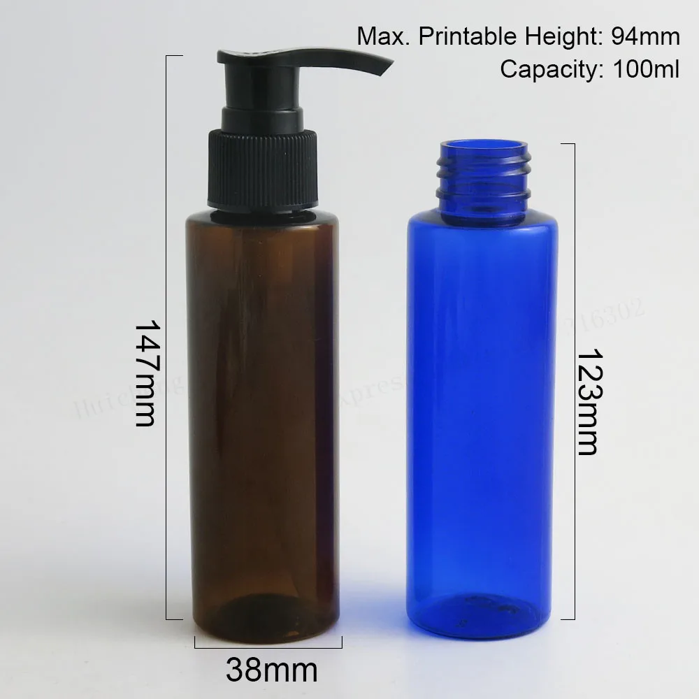 30 X 100ml DIY clear amber blue red green white pet plastic dispensing lotion pump bottles  100CC PET Cosmetic Containers