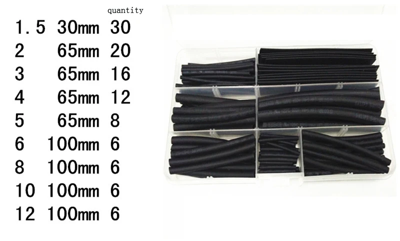 Wire Cable Protective Contractile Tube Black Household DIY Combination Box Heat Shrinkable Tube Insulating Sleeve 1packing