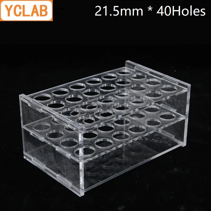 YCLAB 21.5mm * 40Holes Test Tube Rack Acrylic Organic Glass PMMA Polymethyl Methacrylate Laboratory Chemistry Equipment