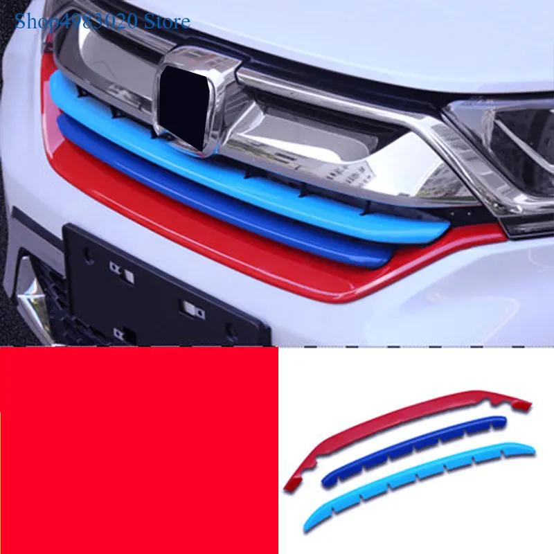 

ABS Chrome/Tricolor Front Bottom Center Grille Frame Cover Trim Protective Frame Car Styling 3Pcs For Honda CRV CR-V 2017 2018