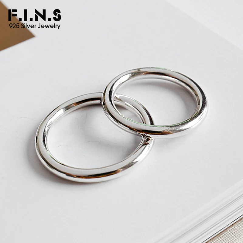 F.I.N.S S990 Pure Silver Minimalist Jewelry Circular Round Glossy Sterling Silver Ring 990 Women\'s Decoration Engagement Ring