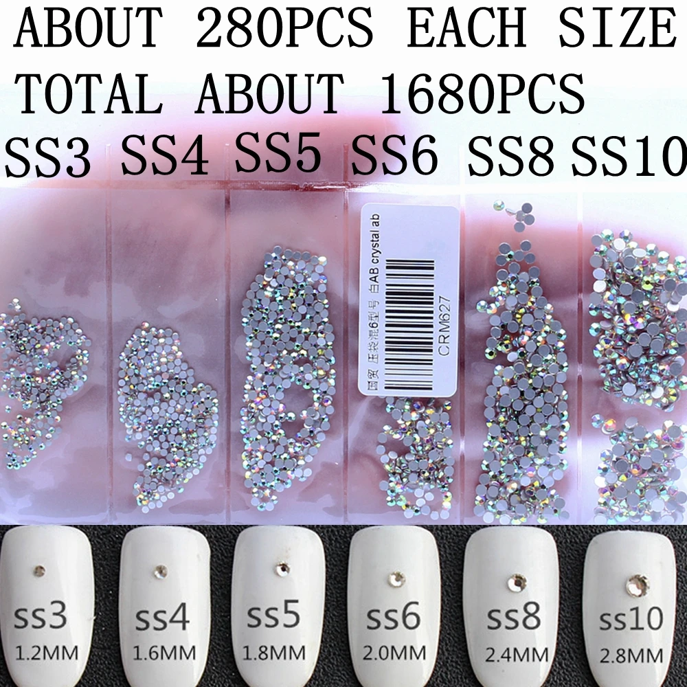 Many Colors SS3-SS10 Small Sizes Nails Art Crystal Glass Rhinestones For Nails 3D Nail Art Decoration Low Shipping Cost Bulk