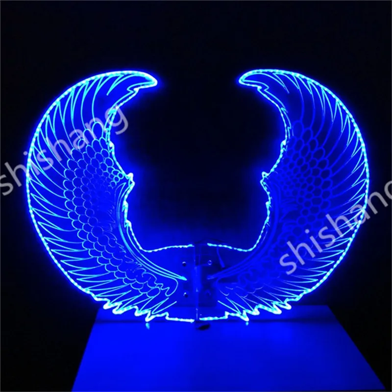 CY04 Colorful LED illuminated luminous glowing light butterfly wings ballroom dancing belly party dress dj cloth rechargeable