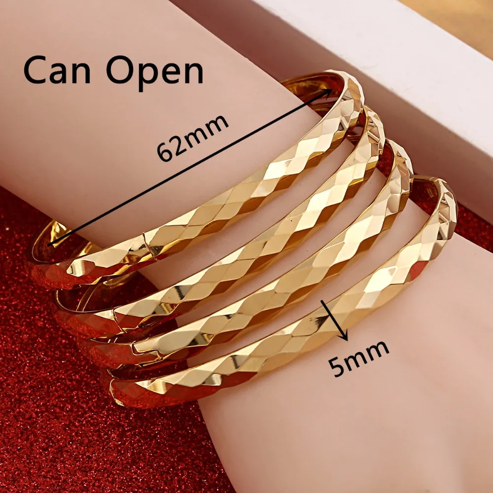 4pcs Ethiopian Jewelry Gold Color Bangles Dubai Gold Jewelry Bangles For African Bangles & Bracelets for Women Gifts