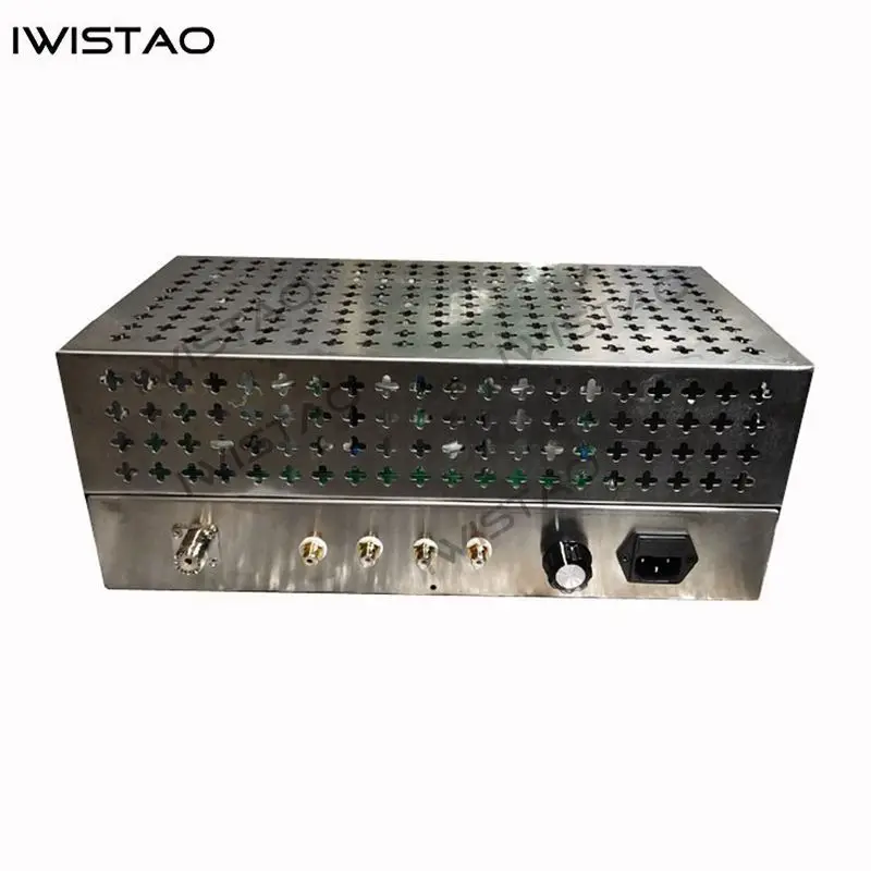 IWISTAO Finished Tube FM Stereo Radio Tuner Stainless Steel Chassis Black  Aluminum Panel HIFI Audio AC 220V