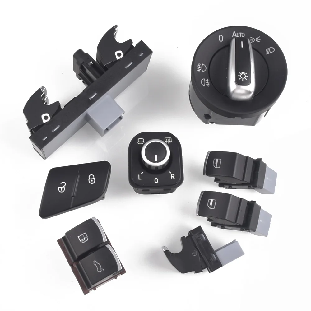 8pcs/lot Window Headlight Auto Mirror Tailgate Fuel Door Switch For VW Passat B6 Tiguan 3C0962125B 5ND959565A 5ND941431B