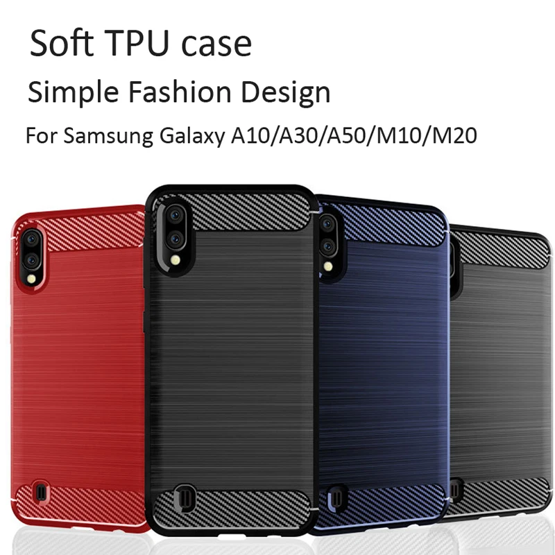 Esobest Carbon fiber Brushed texture cover For Samsung A10 A30 A50 TPU case for galaxy m10 m20 soft ultra thin case