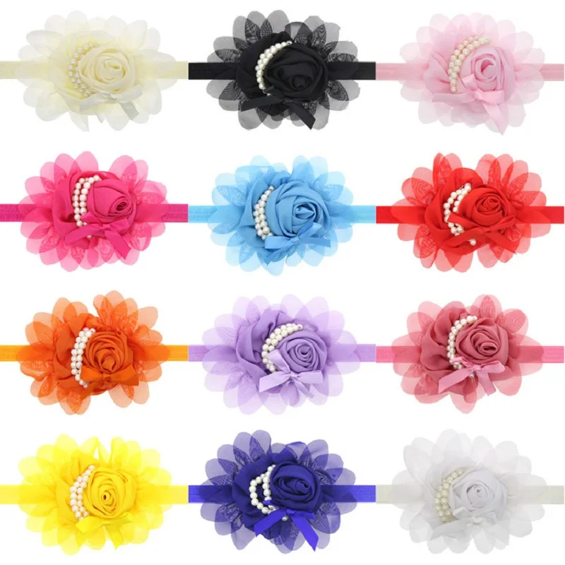 

Solid Pearl Floral Baby Girl Hairband Newborn Headwear Children Hair Accessories Kids Hairs Clips Elastic Barrettes 200pcs/lot