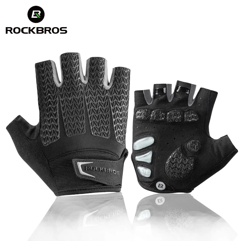 ROCKBROS Cycling Gloves Bike Shockproof Foam Padded Half Finger Short Glove Anti Slip Breathable MTB DH Rode Bicycle Mens Gloves