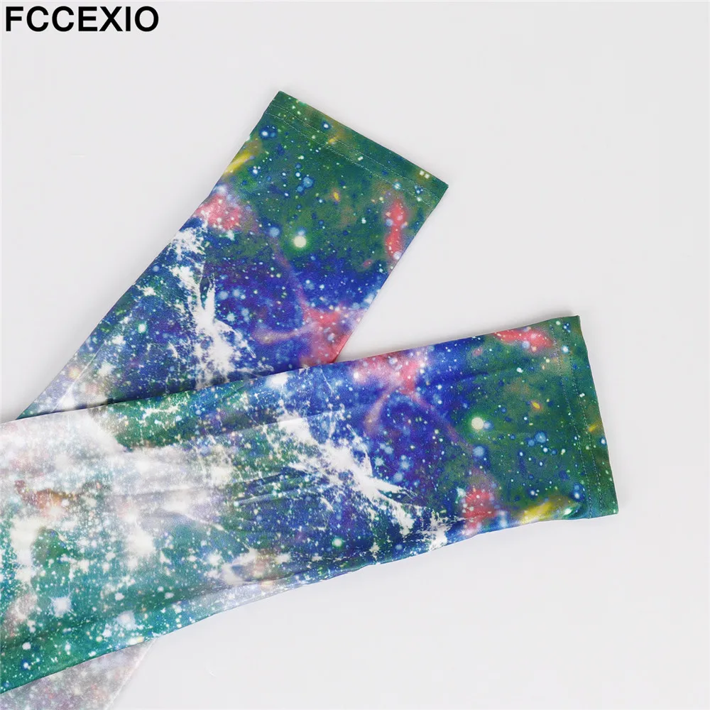 FCCEXIO New Women Leggings Women Galaxy Tiger Head Printed Workout Legging Colorful Fitness Leggins  Fashion 3D Pants