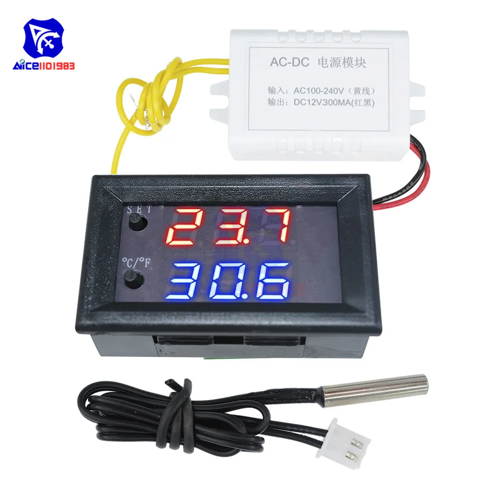 W1209WK LED-Digitalthermostat Temperaturregler Thermograph Celsius/Fahrenheit Schaltmodul mit NTC-Sensorsonde 12V 220V – Detail 4