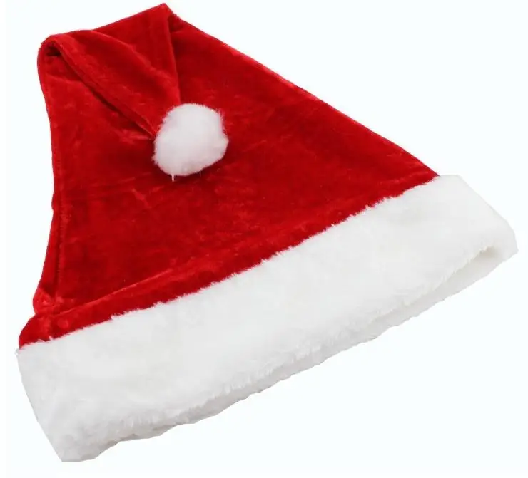 Velvet Santa Hat with Plush brim Adult Child Christmas Party cap celebration grand event favors gift red  festive supplies