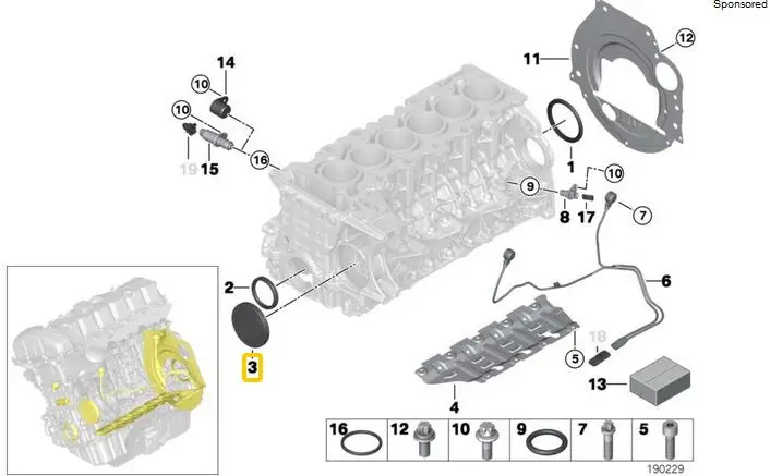 Engine Block Cover for BMW E60 E89 F10 F07 F25 X5 Z4 330i 325i 535i 11117530262