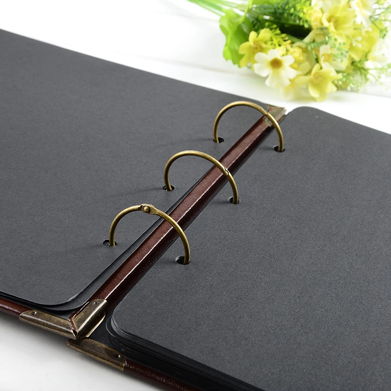 High Quality Vintage PU Leather 25 Black Paper Sheets Card Wedding DIY Gifts Kids Album Vintage Photo foto Scrapbooking Album