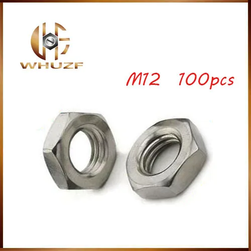 

100pcs M12 Hex nut DIN439 A2-70 Stainless Steel Hex Thin Nuts Metric Fastener M3-M14 Stocks