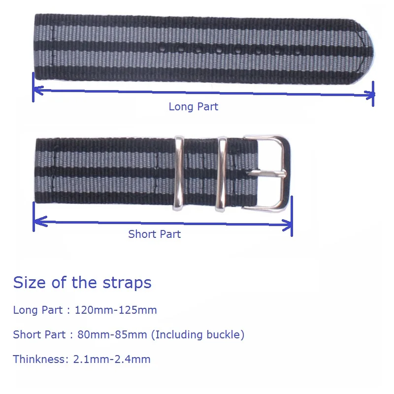 10pcs Wholesale 18 20 22 24mm Cambo Stripe fabric Nylon watchband Watch Strap Bands Buckle Stainless steel buckle