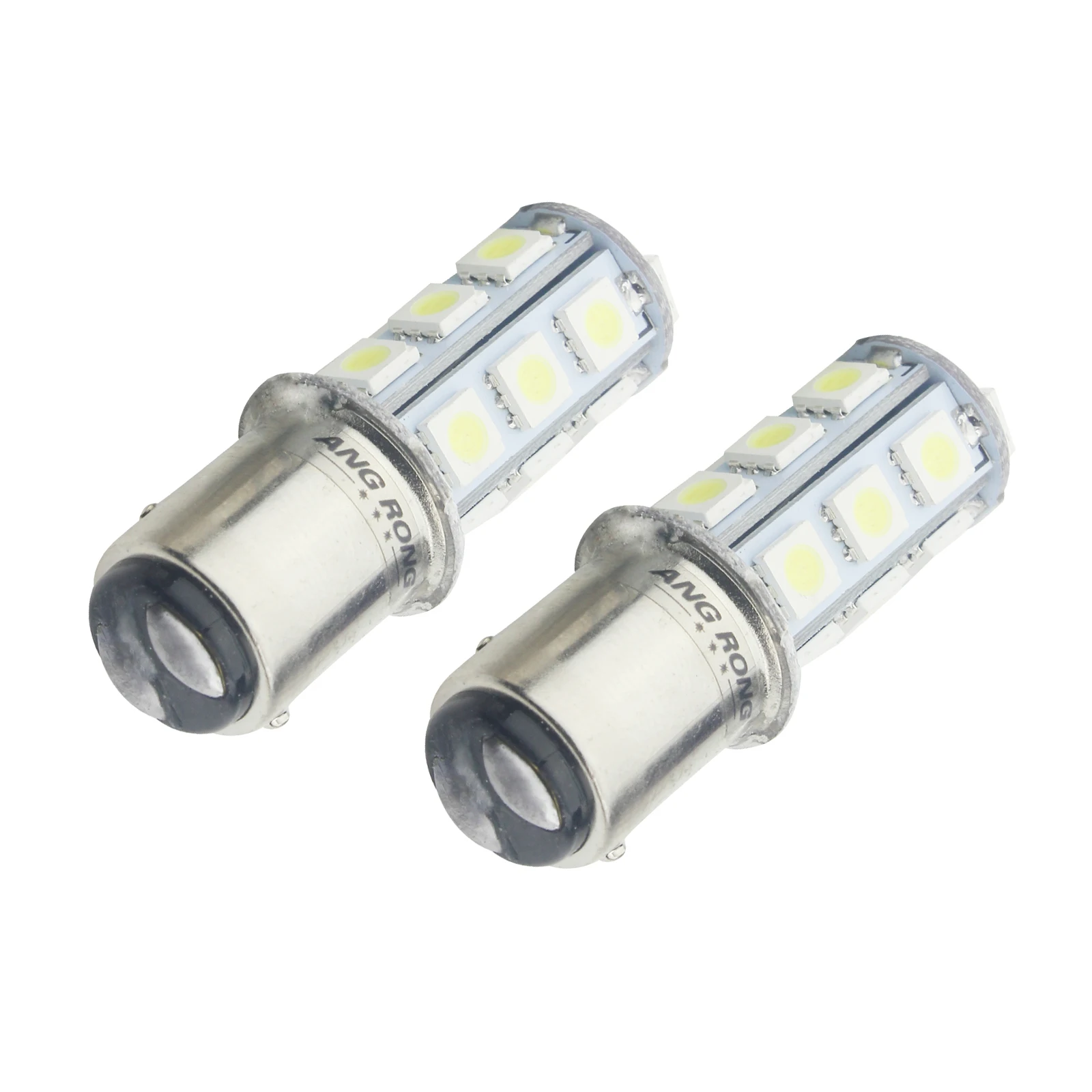 ANGRONG 2x White 566 P21/4W BAZ15d 18 SMD LED Rear Fog Tail Stop Brake Signal Light Bulb