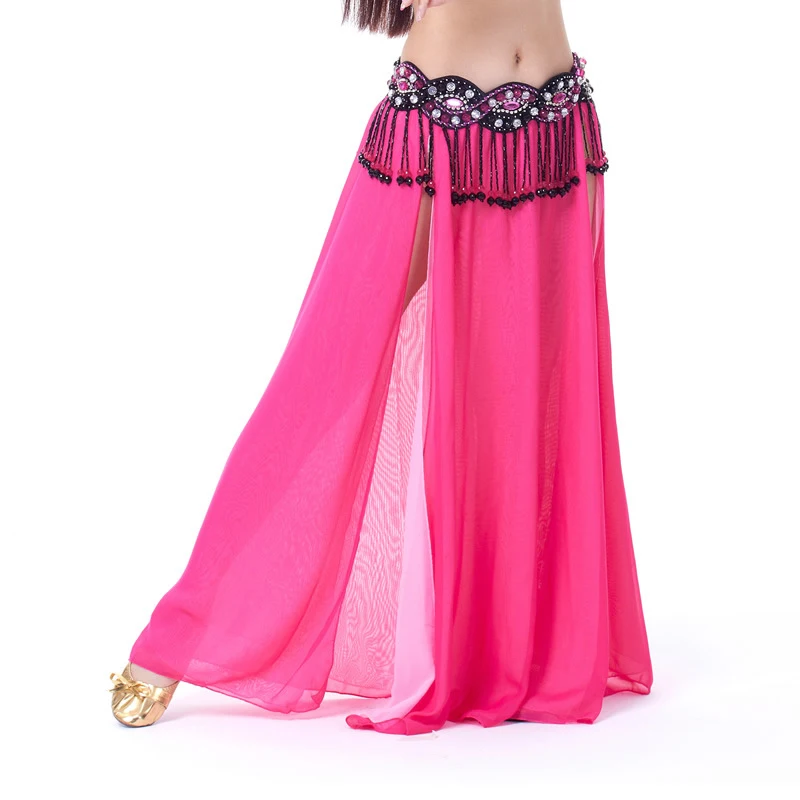 2018 Belly Dance Costume Skirt Performance Belly Dance 2-side Slits Skirt Sexy Women Oriental Belly Dance Skirt Professional