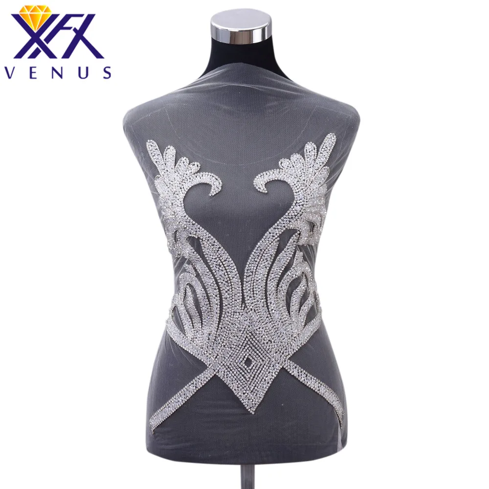 XFX VENUS 1 PC Beading sewing model rhinestone applique beaded beads patches for wedding dress evening gown show coustume