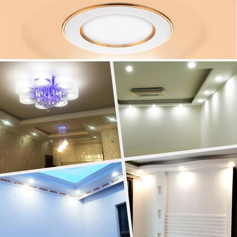 Led Downlight Golden Circle 3w 5w 9w 12w 15w 18w 230V 220V Ceiling Recessed Gold Downlight Round leds Panel light for Indoor