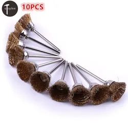 Atoplee 10PCS 16mm Brass Wire Brushes Metal Polishing Brush For Electric Grinder Rotary Tool Dremel Accessories Rotary
