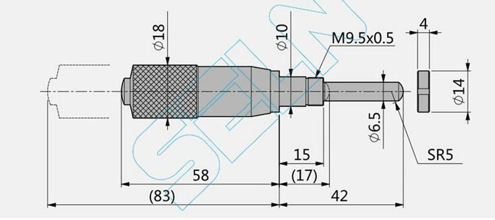 Ball Head MT25-4 Travel 0-25mm Gradient Spacing Micrometer With Nut