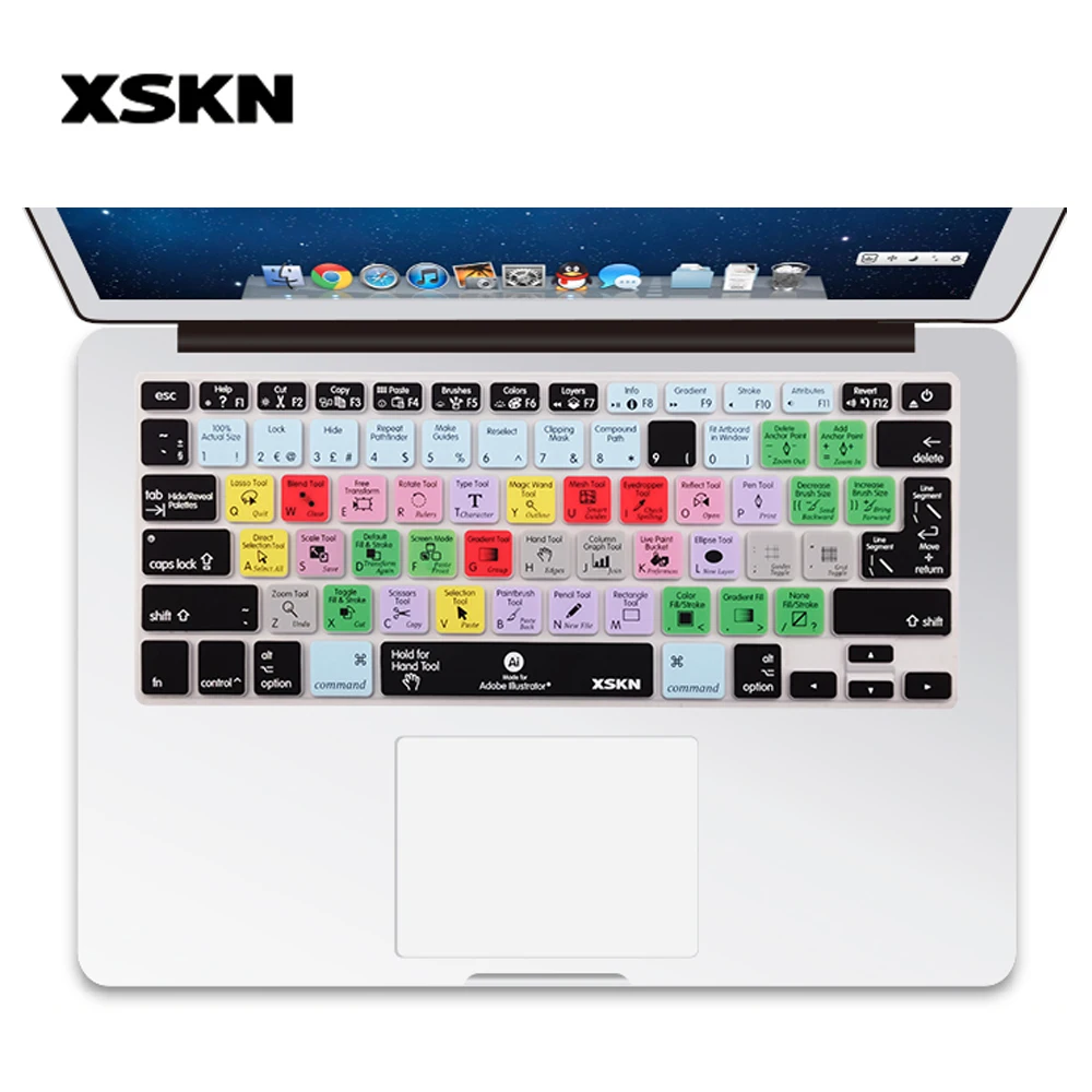 

Чехол для клавиатуры XSKN для иллюстратора Macbook, протектор для клавиатуры с ярлыком AI для Macbook Air 13 Pro Reina
