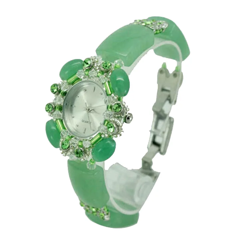 

2019 Elegant Lady New Style Beautiful Lady Quartz Watch Green Crystal Watch Strap Bracelet Watch