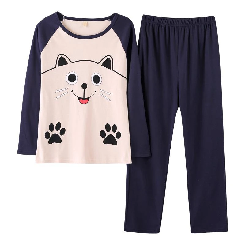 Long Sleeve Women Pajama Sets Soft Loose Home Clothes O-Neck Long-Sleeved Trousers Casual Suit