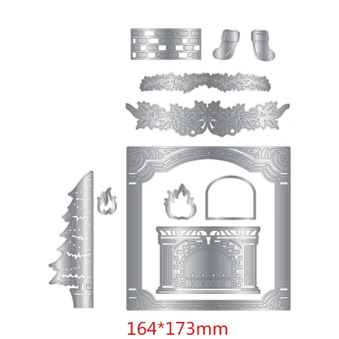 Металлические трафареты для скрапбукинга Christmas Fireplace Reindeer Sled Forest Animals