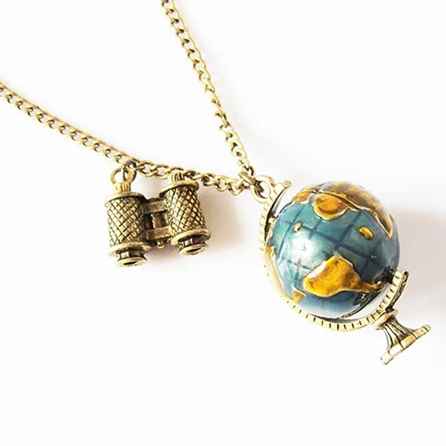 Vintage Globe World Map Ball Pendant Necklace Colar Long Chain Necklaces for Women Jewelry Christmas Gift Wholesale